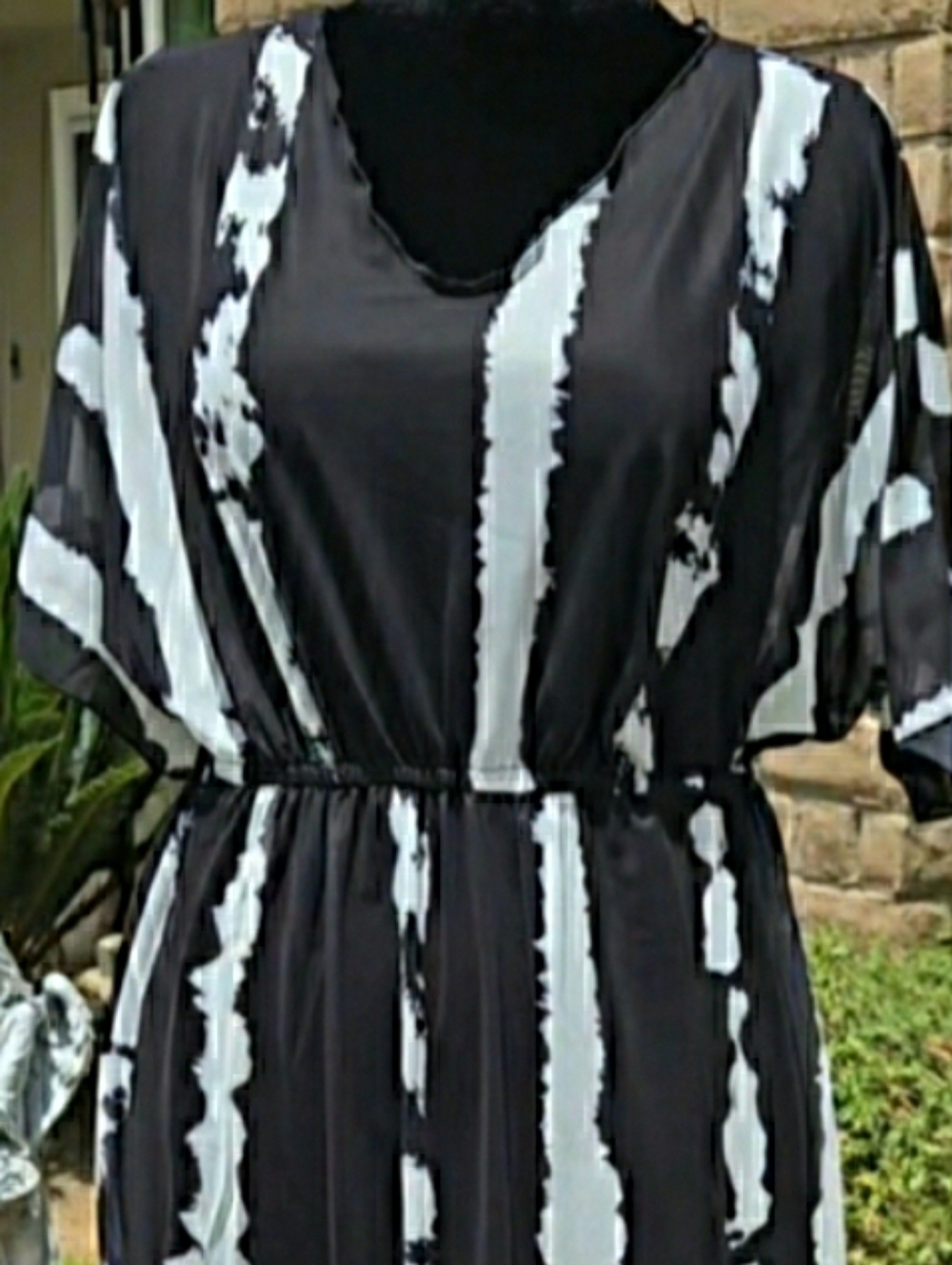 Swimsuit Coverup Vneck Black White Semi Sheer OS ⛱ NEW - Picture 4 of 11